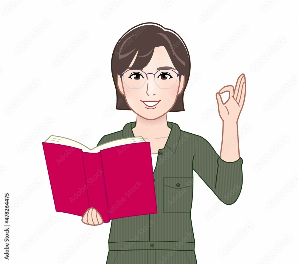 緑のつなぎを着た若い女性