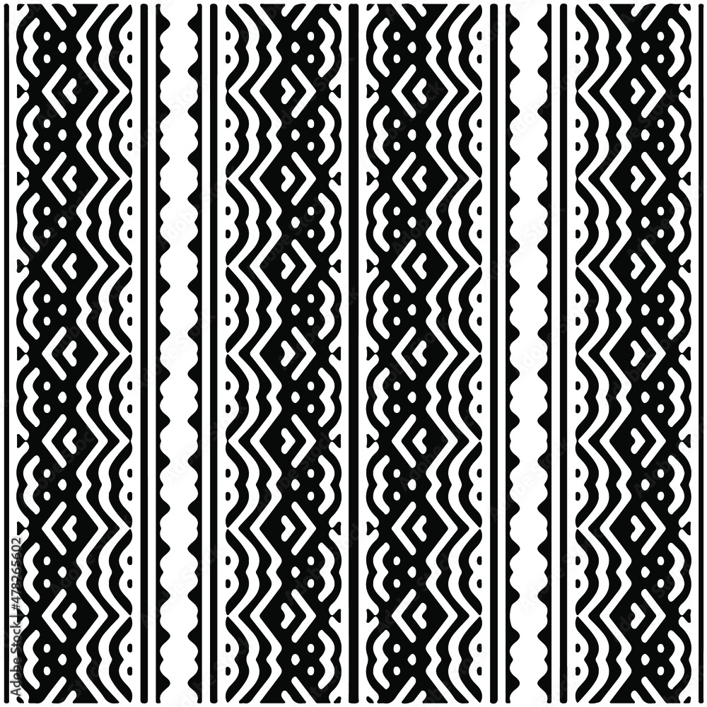 Seamless ethnic pattern color black and white.Can be used in fabric design for clothes, accessories; decorative paper, wrapping, background, wallpaper, Vector illustration.