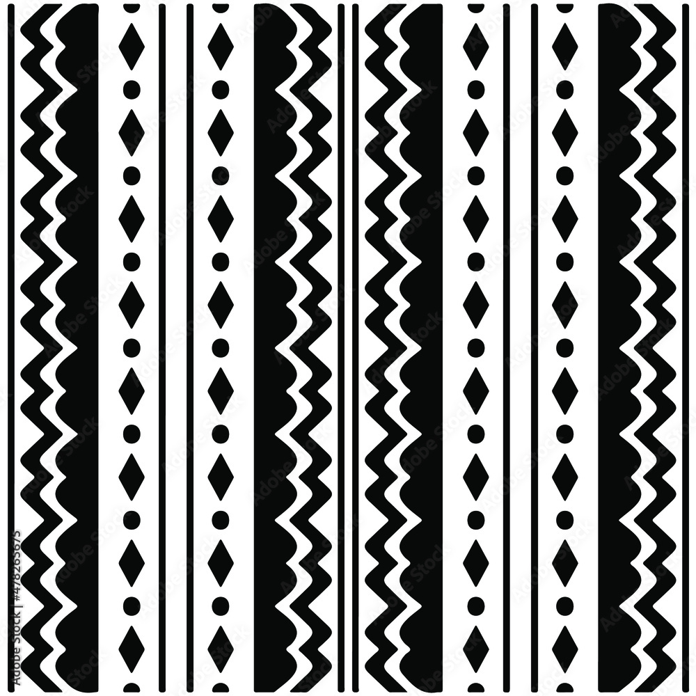 Seamless ethnic pattern color black and white.Can be used in fabric design for clothes, accessories; decorative paper, wrapping, background, wallpaper, Vector illustration.