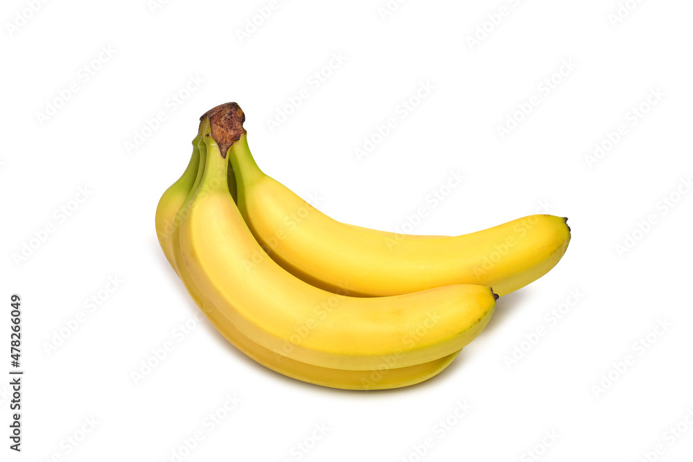 Bunch ripe yellow bananas on white background, isolate. Bunch ripe yellow bananas on white background, isolate.