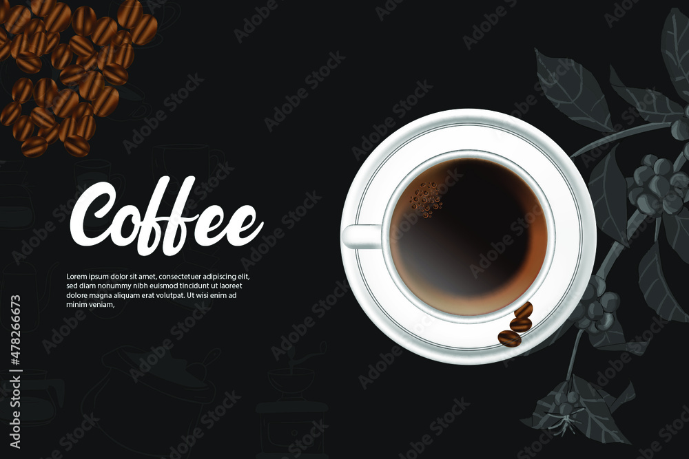 Coffee with beans template Coffee with beans template
