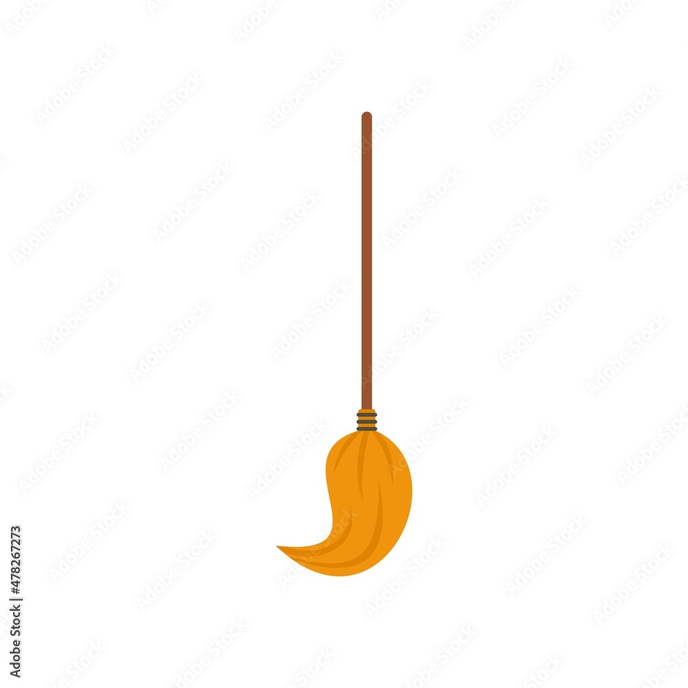 Cleaning broom icon flat isolated vector Cleaning broom icon flat isolated vector