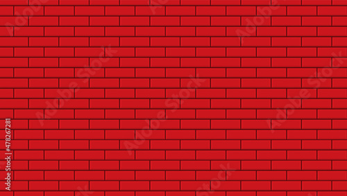 Subway tile pattern. Metro red ceramic bricks background. Vector realistic illustration.