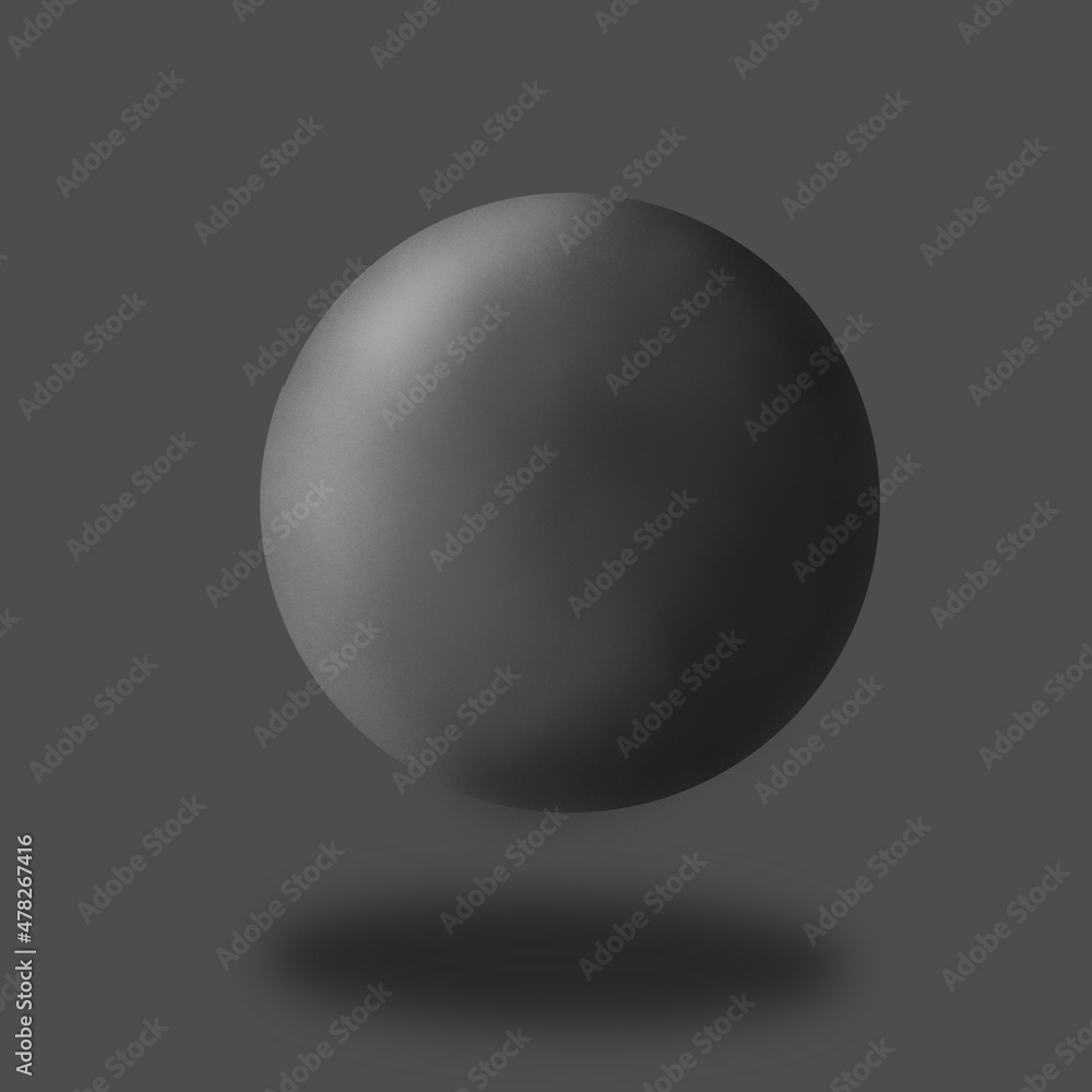 Volumetric black gray ball soaring in the air, black and white modeling Volumetric black gray ball soaring in the air, black and white modeling