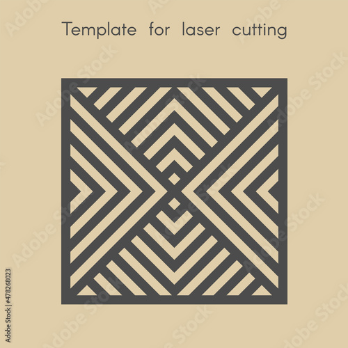 Template for laser cutting. Stencil for panels of wood, metal. Geometric pattern. Square background for cut. Decorative stand.