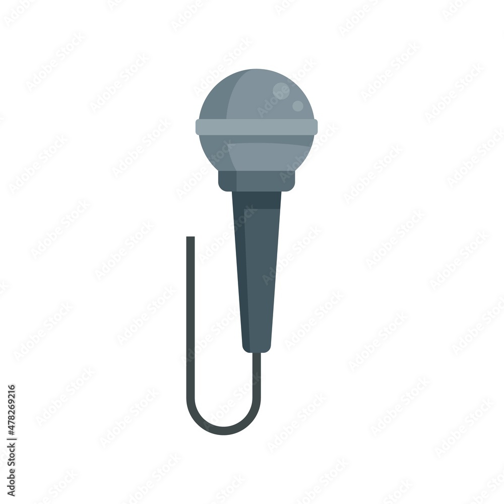 Music microphone icon flat isolated vector Music microphone icon flat isolated vector