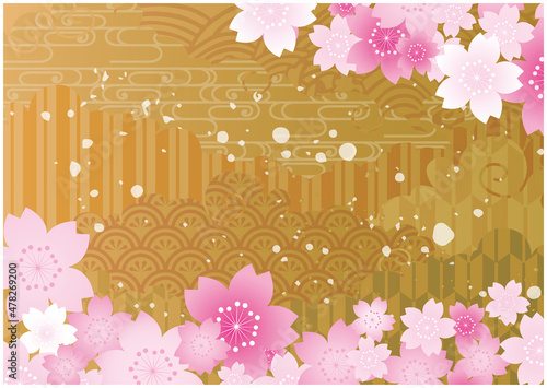 春　桜　花びら　背景
