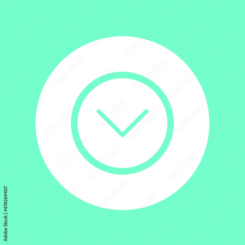 Down Arrow Icon. Down arrow icon vector in trendy flat style. Down arrow icon image, Down arrow icon in circle isolated on green background Down Arrow Icon. Down arrow icon vector in trendy flat style. Down arrow icon image, Down arrow icon in circle isolated on green background