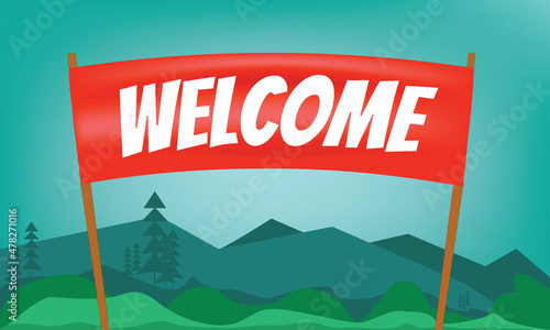 welcome camping ground banner and background