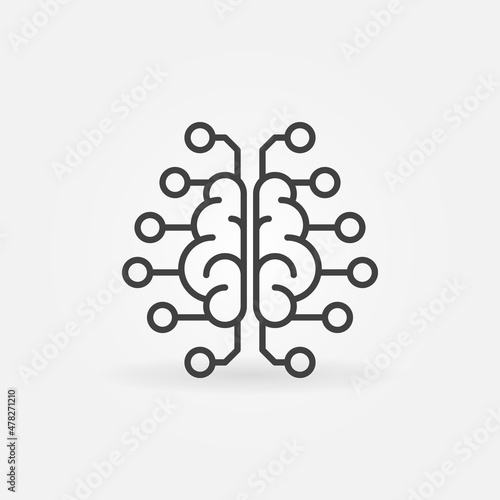 Neuron Connections in Human Brain line icon - vector symbol