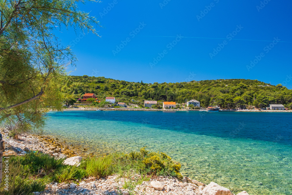 Lagoon on Adriatic coast in Croatia. Soline bay on Dugi Otok island.