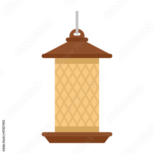 Cylinder bird feeders icon flat isolated vector