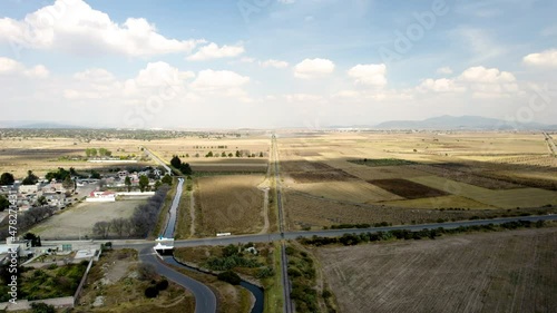 Drone view of abandoned railroad in Mexico countryside photo