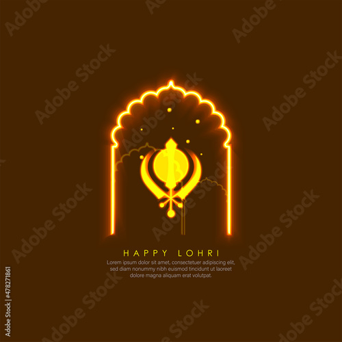 Abstract illustration of Happy Lohri holiday background for Punjabi festival.