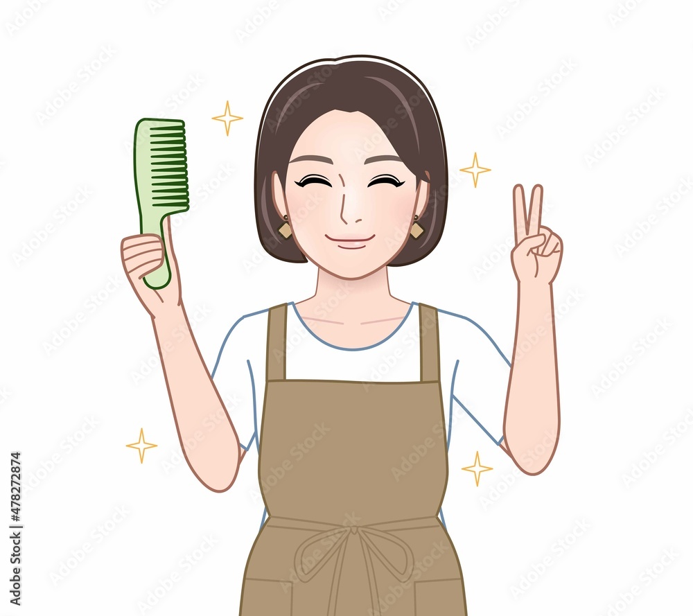 エプロンを着けてお母さん