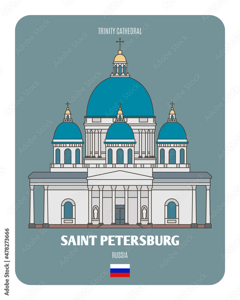 Trinity Cathedral in Saint Petersburg, Russia. Architectural symbols of European cities