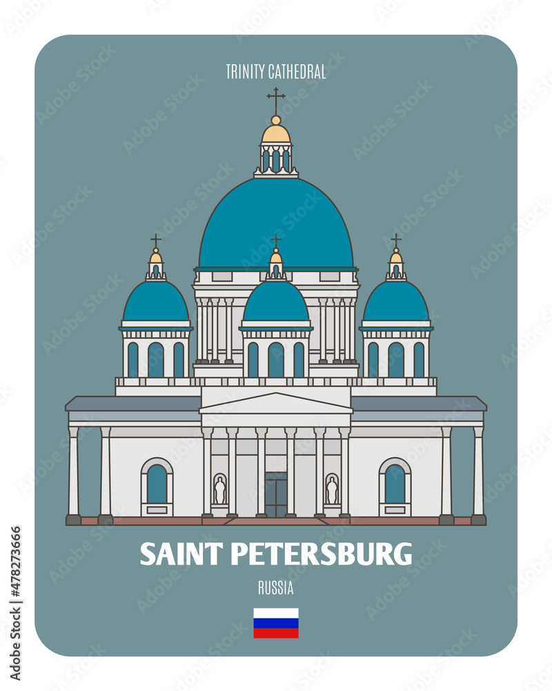 Obraz premium Trinity Cathedral in Saint Petersburg, Russia. Architectural symbols of European cities