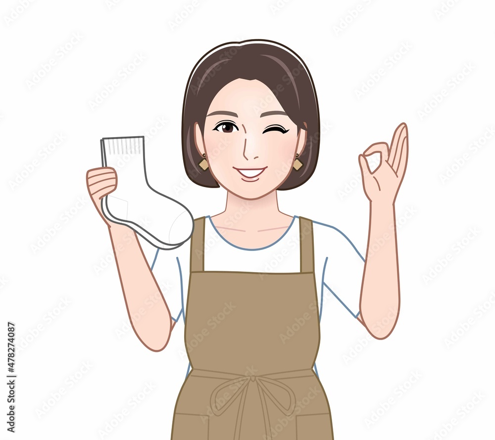 エプロンを着けてお母さん エプロンを着けてお母さん
