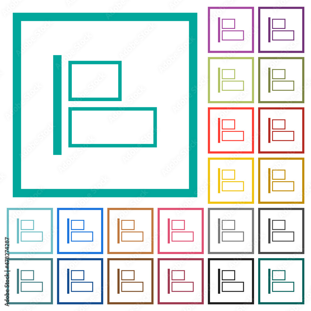 Align to left outline flat color icons with quadrant frames Align to left outline flat color icons with quadrant frames
