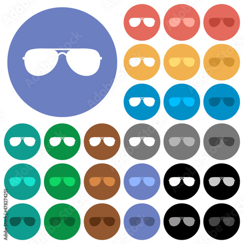 Aviator sunglasses round flat multi colored icons