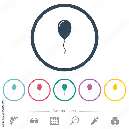 Single balloon with gloss flat color icons in round outlines