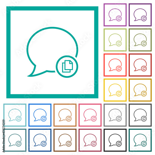 Copy message outline flat color icons with quadrant frames