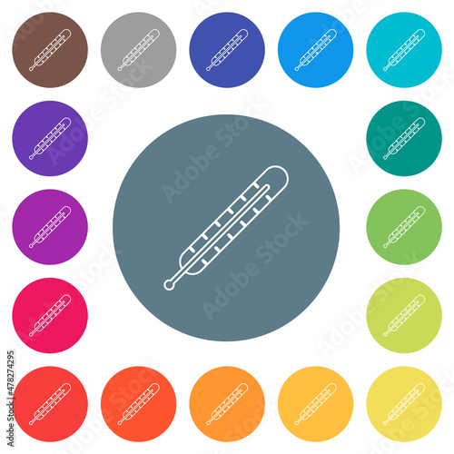 Digital thermometer outline flat white icons on round color backgrounds