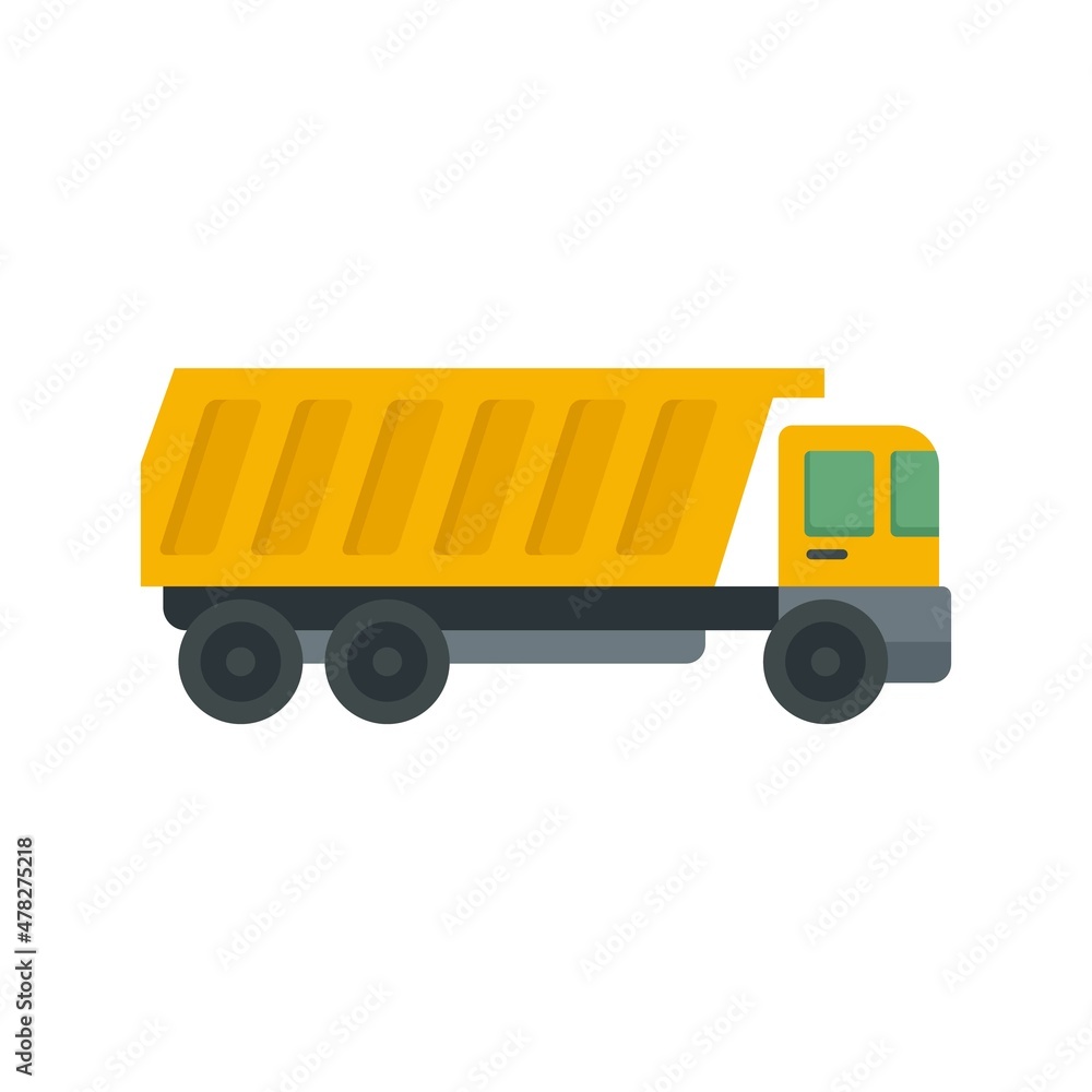 Tipper truck icon flat isolated vector