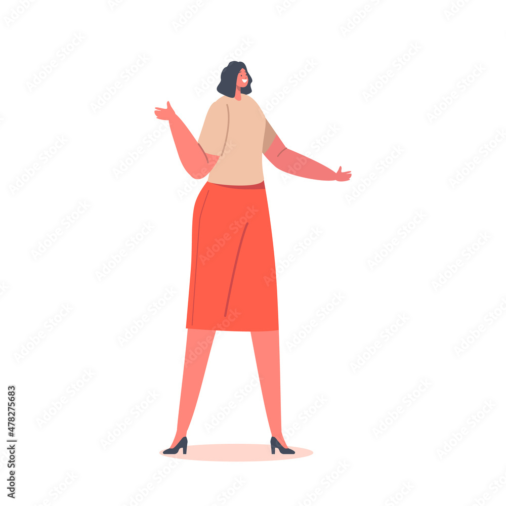 Stylish Woman Wear Fashion Outfits Red Skirt , Beige Blouse and Heeled Shoes. Young Female Character in Modern Clothes Stylish Woman Wear Fashion Outfits Red Skirt , Beige Blouse and Heeled Shoes. Young Female Character in Modern Clothes