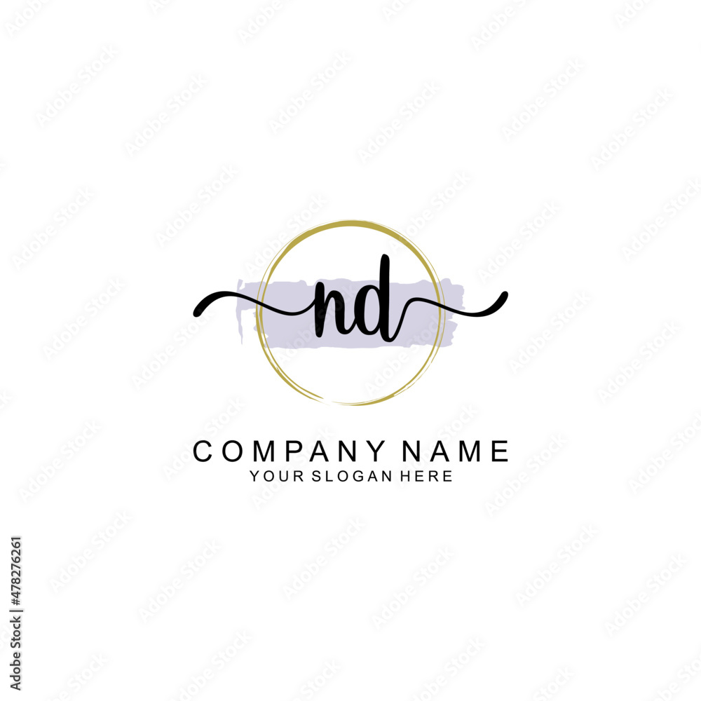 ND Initial handwriting logo with circle hand drawn template vector ND Initial handwriting logo with circle hand drawn template vector