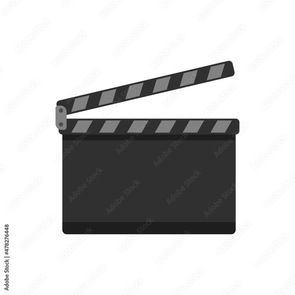 Fototapeta premium Board clapper icon flat isolated vector