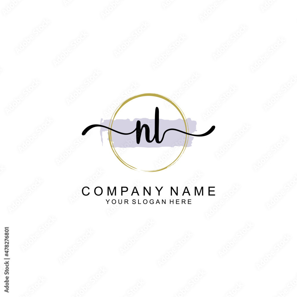 NL Initial handwriting logo with circle hand drawn template vector