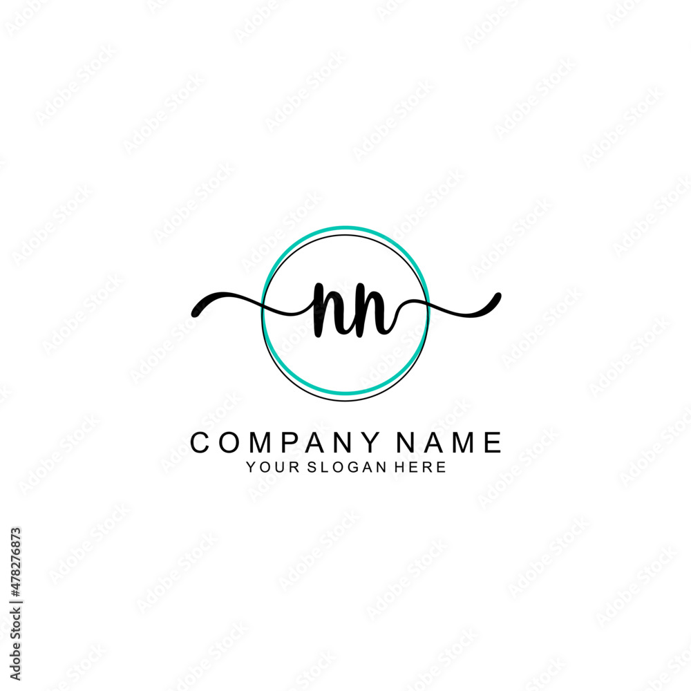 NNInitial handwriting logo with circle hand drawn template vector NNInitial handwriting logo with circle hand drawn template vector