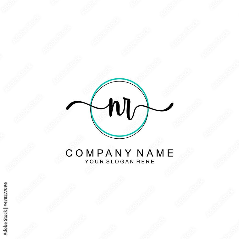 NR Initial handwriting logo with circle hand drawn template vector NR Initial handwriting logo with circle hand drawn template vector