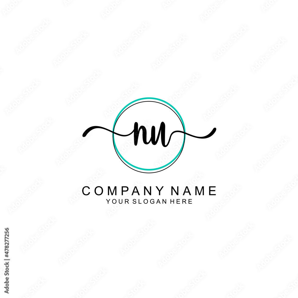NU Initial handwriting logo with circle hand drawn template vector NU Initial handwriting logo with circle hand drawn template vector