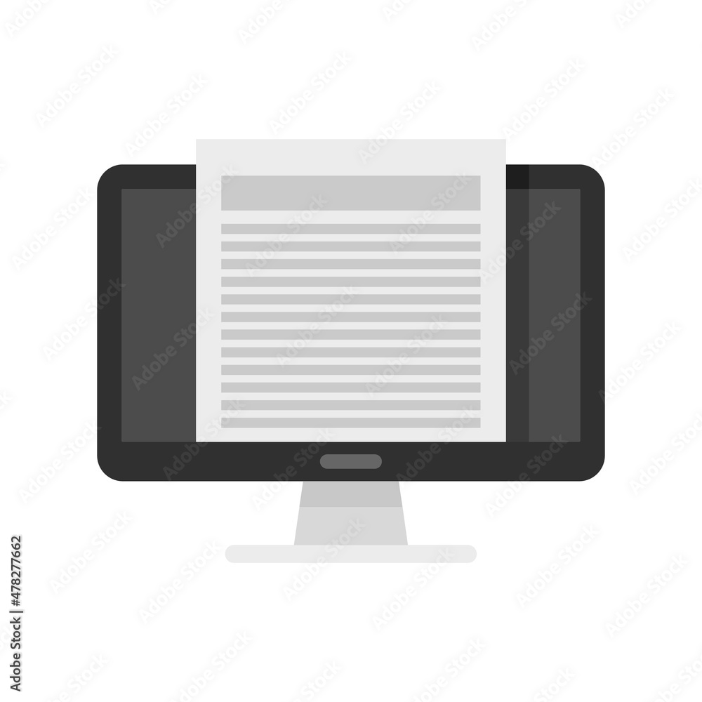 Estimator pc moitor icon flat isolated vector Estimator pc moitor icon flat isolated vector