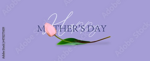 Mothers day on very peri background. Modern greeting poster. Invitation card, banner. Spring wedding invitation. Holiday greeting card design. Postcard design. Spring bouquet.fashion color of 2022.