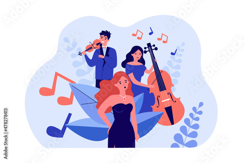 Sticker Band of musicians playing jazz music with violin and cello