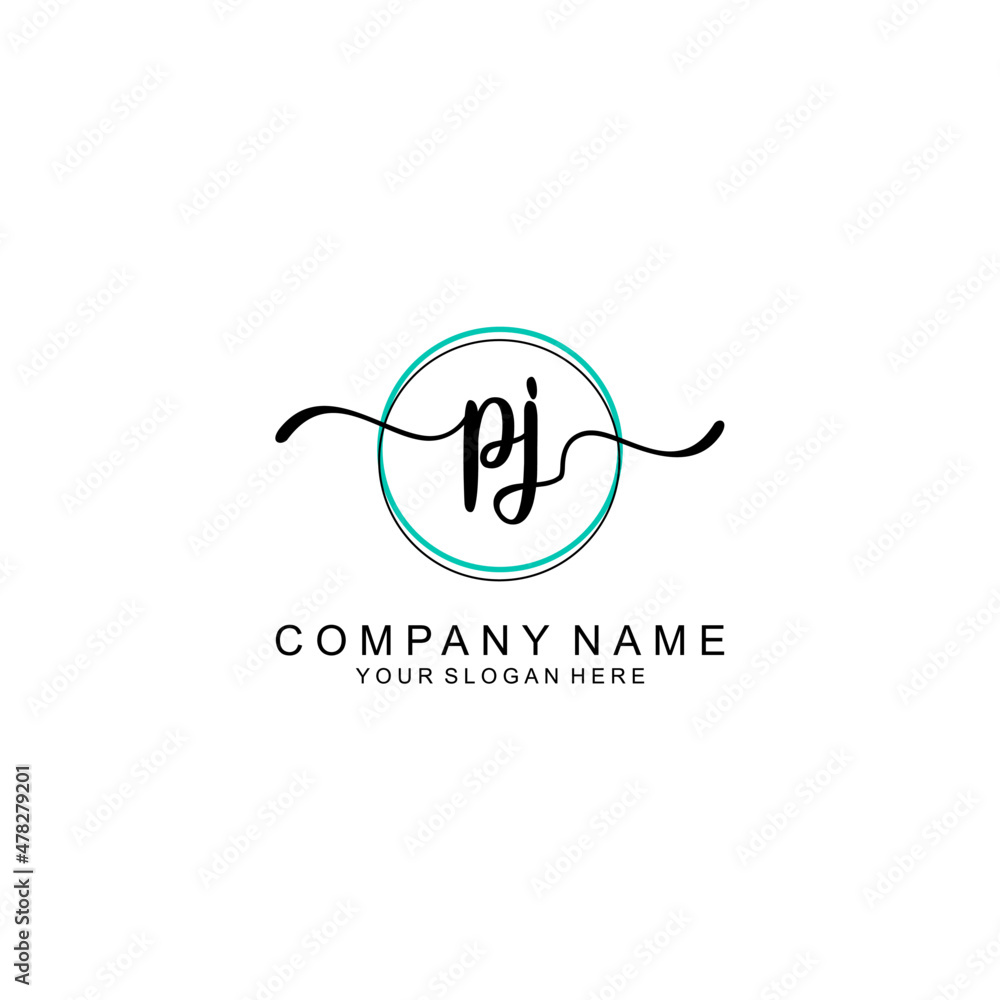 PJ Initial handwriting logo with circle hand drawn template vector PJ Initial handwriting logo with circle hand drawn template vector