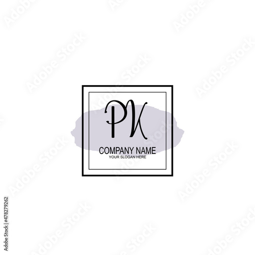 Letter PK minimalist wedding monogram vector