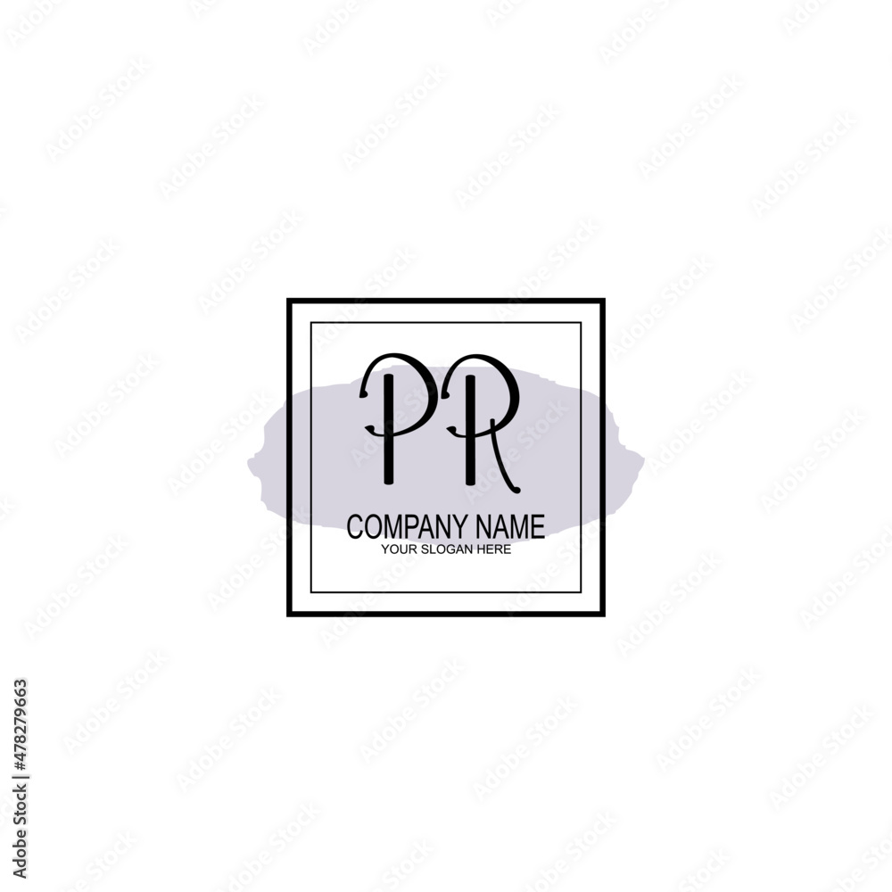 Letter PR minimalist wedding monogram vector
