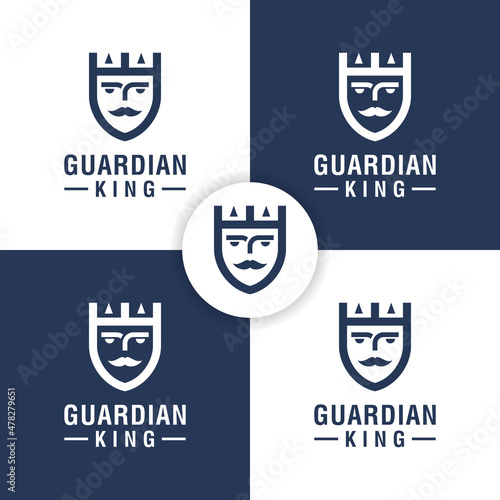 legend of guardian king logo combined shield and crown icon symbol defense, kingdom, caste logo design