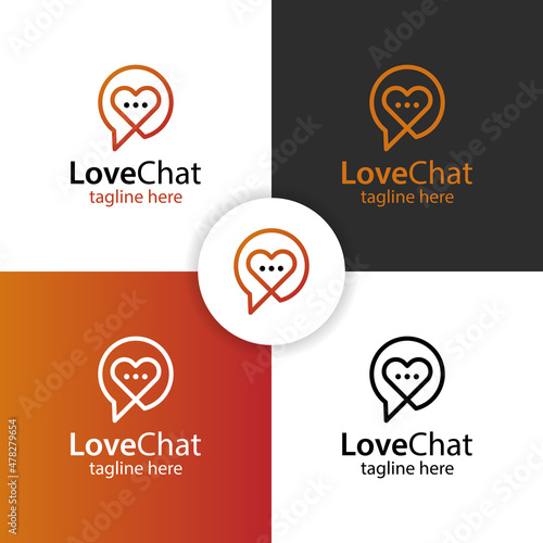 simple linear love chat talking romance logo design for dating vector icon symbol template