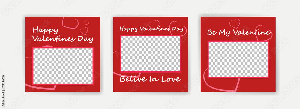 Social media post template for valentines day. Card template for valentines day.