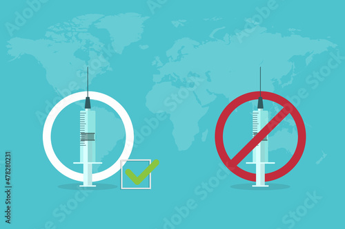 Vaccination or Anti-vaccination concept, vector illustration