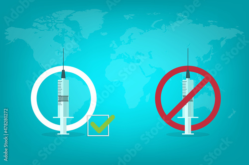 Vaccination or Anti-vaccination concept, vector illustration