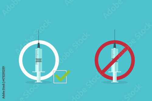 Vaccination or Anti-vaccination concept, vector illustration