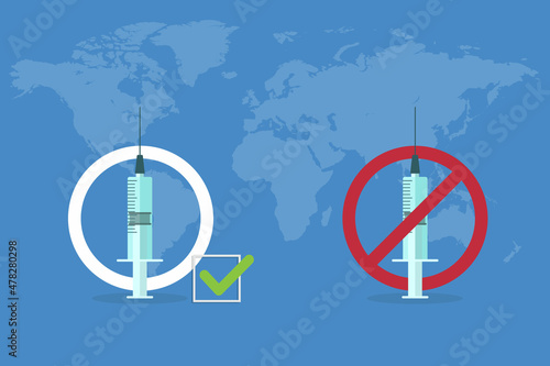 Vaccination or Anti-vaccination concept, vector illustration