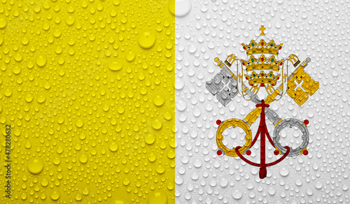 Vatican flag on water texture. 3D image