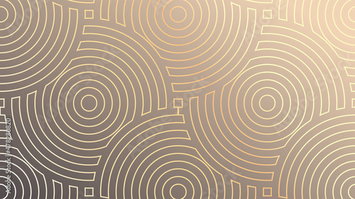 Gold overlapping concentric circles on nude gradient background. Vector illustration for cover, fabric, banner and more.